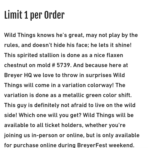 2024 BREYERFEST- WILD THINGS SM model, variation coloring - METALLIC GREEN - Picture 4 of 5